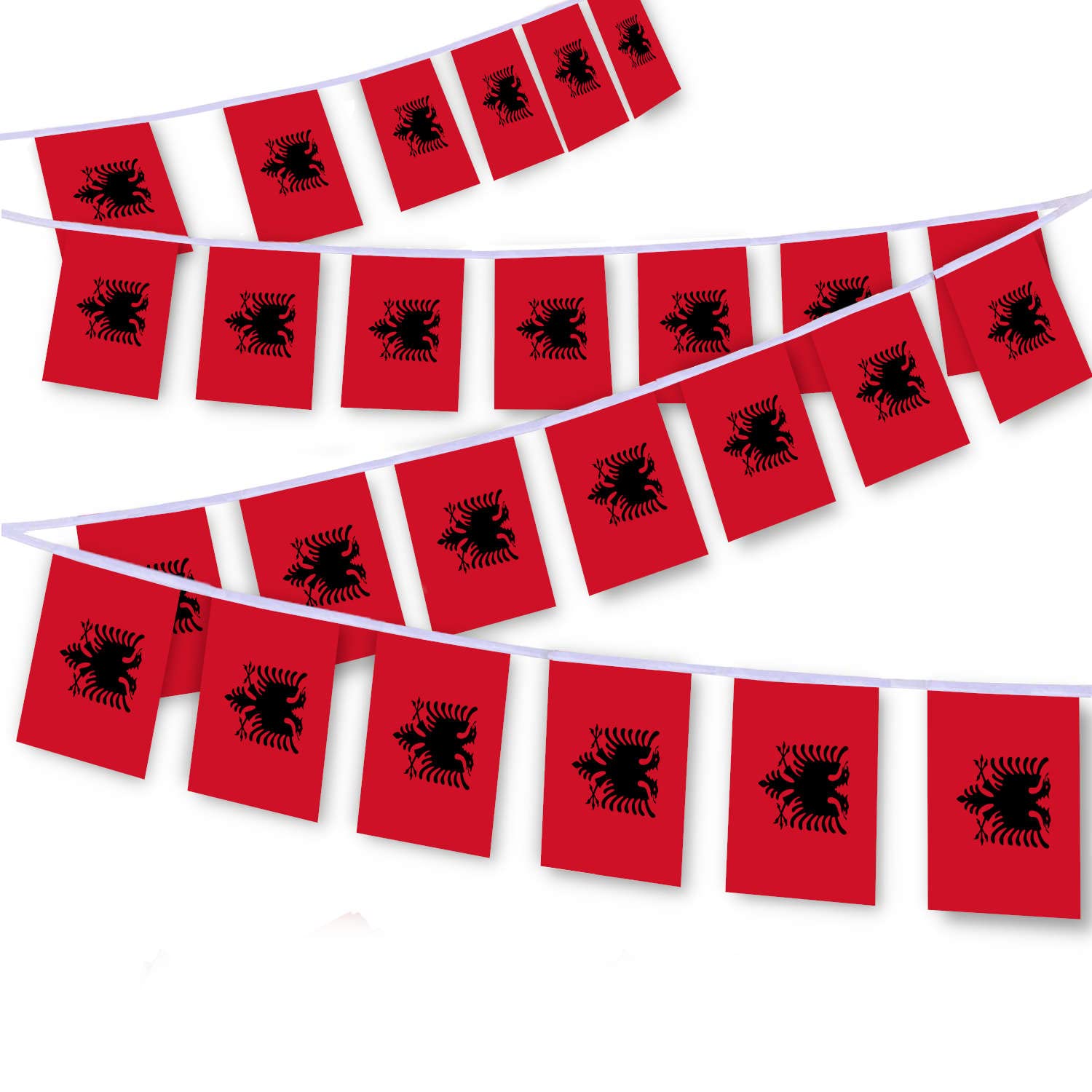 30 PCS Albania Flag String,32 FT Albanian Bunting,Decoration Banner for Outdoor Indoor Patio Yard Decor — image 1