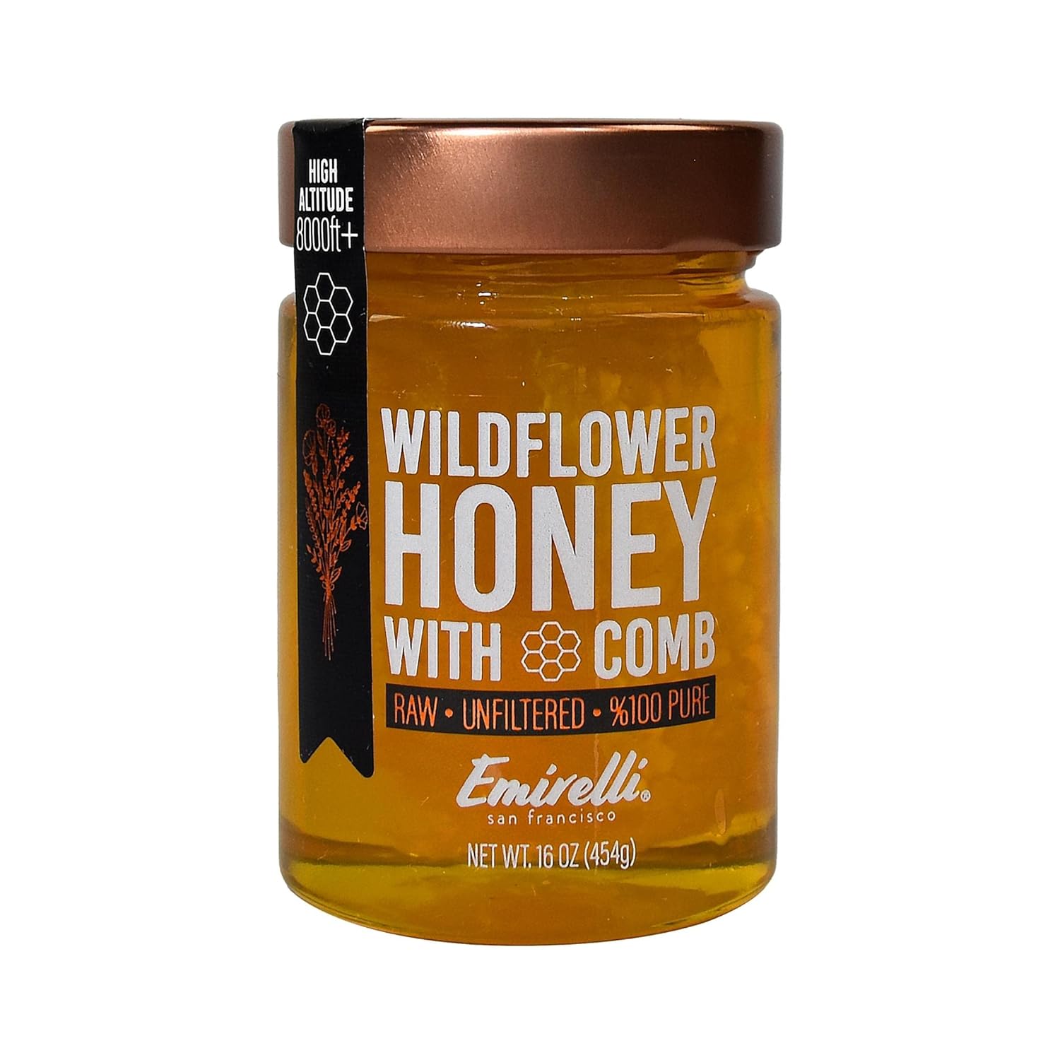 Emirelli Raw Wildflower Honey With Comb, 100 Pure Unfiltered Honey, AllNatural