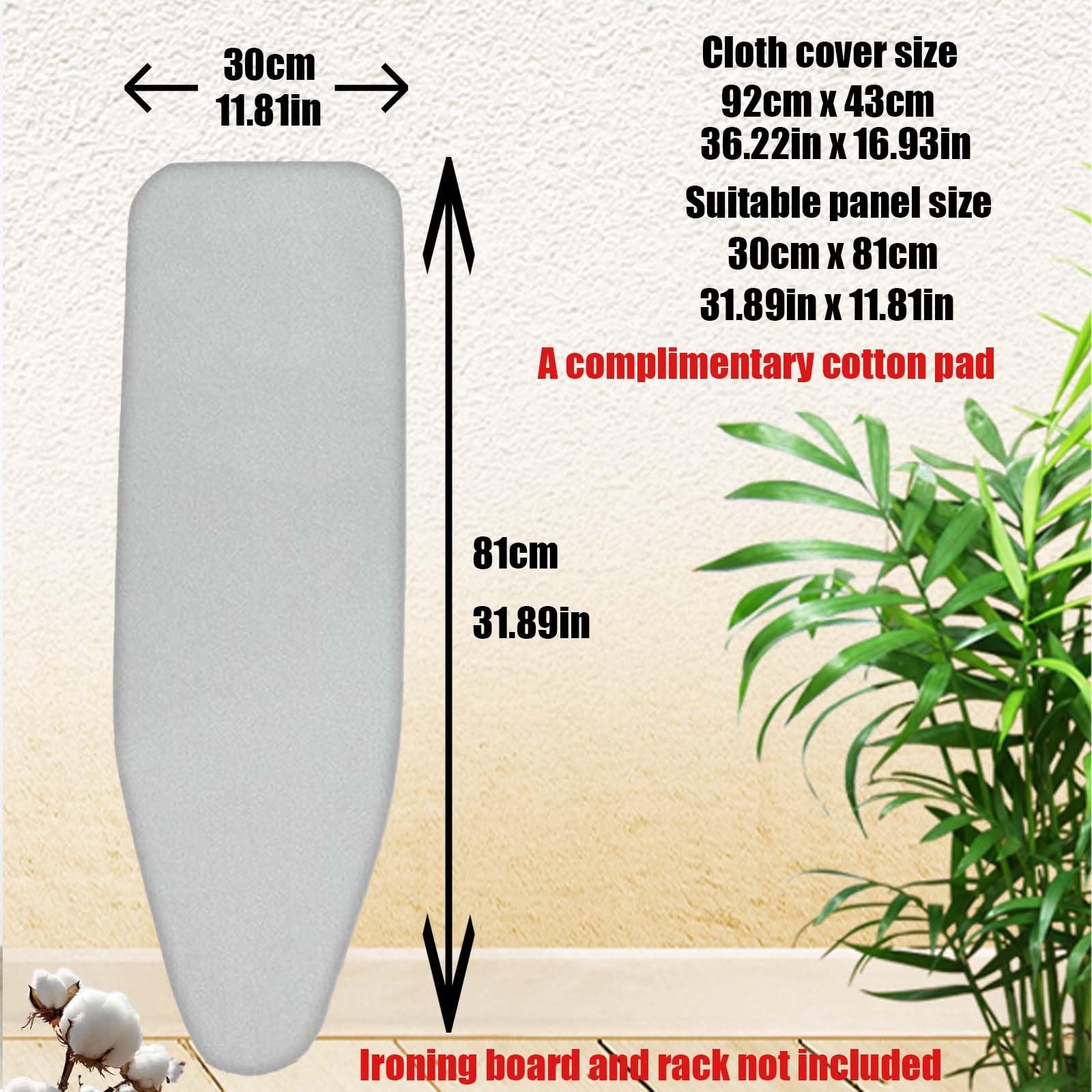 Funda para tabla de planchar resistente de 128 x 40 cm, funda acolchada de repuesto con cordón, se adapta a mesas de hierro estándar, diseño gris duradero y elegante