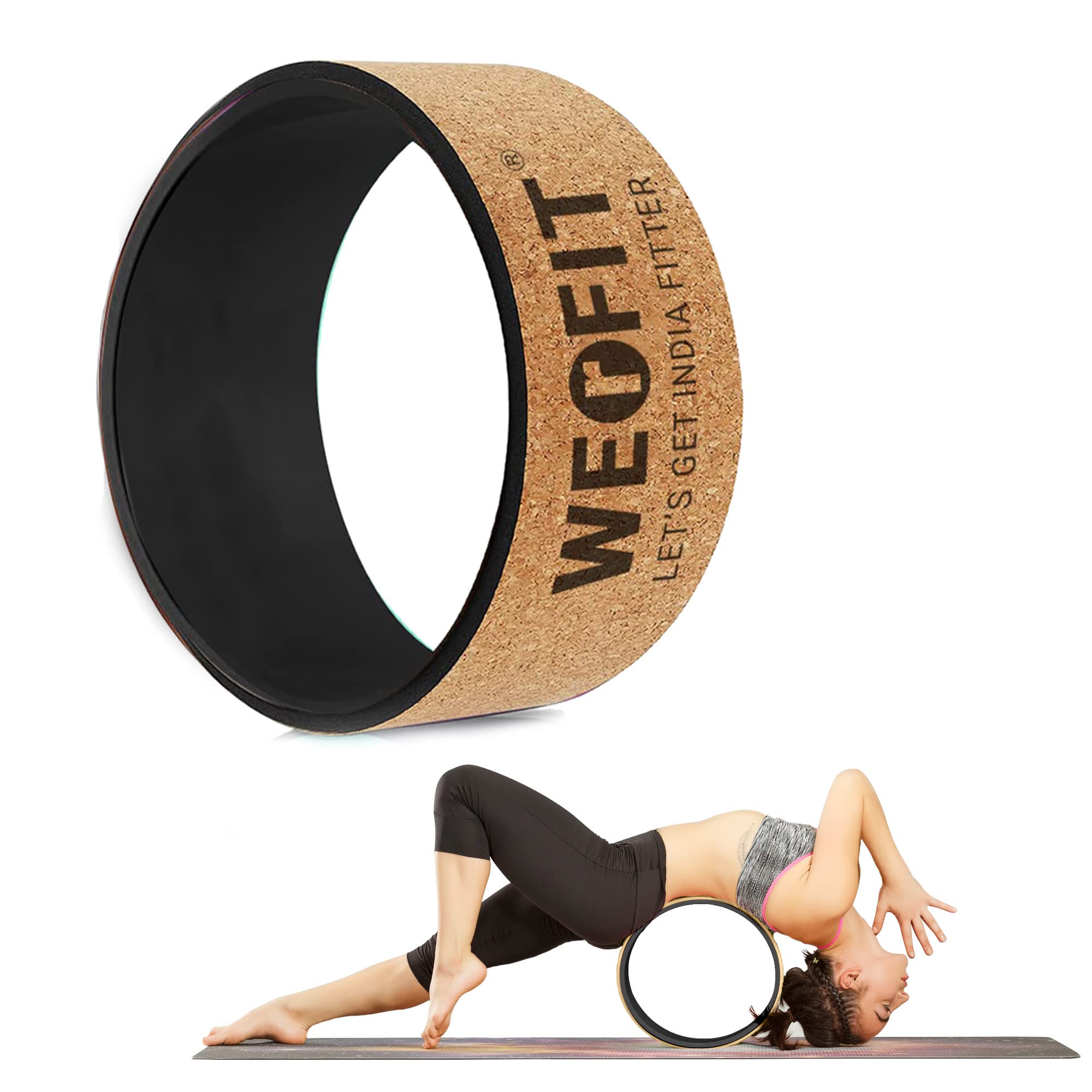 TPE Large Size Cork Yoga Wheel, Strongest & Most Comfortable Wheel for Deep Tissue Massage, Perfect Accessory for Back Pain Relief Stretching, 12 X 5 Inches-image-9
