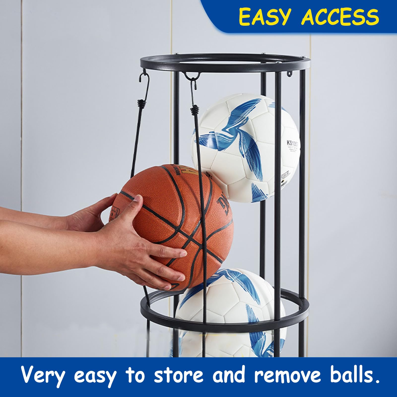Wandgemonteerde sportbalhouder Display Storage Staal - Sport Basketbal Muurbevestiging Display Sport Ball Wall Holder Display Opbergrek - voor Basketbal Voetbal Volleybal - Geen bal Inbegrepen