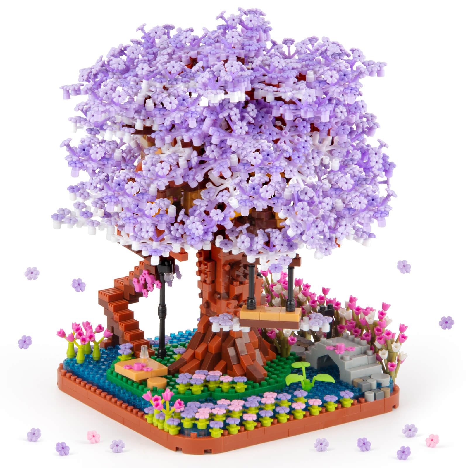 HIGH GODO Cherry Blossom Bonsai Tree Micro Building Set, Japanese Sakura Tree House Model Sets, Flowers House Mini Bricks Building Kit, Creative Toys for Teens Adults 14+ (2200PCS)