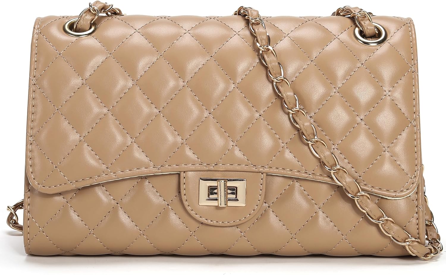 Quilted Crossbody Bag for Women Trendy Ladies Shoulder Bag Leather Cross Body Purses Clutch Bag with Chain Strap