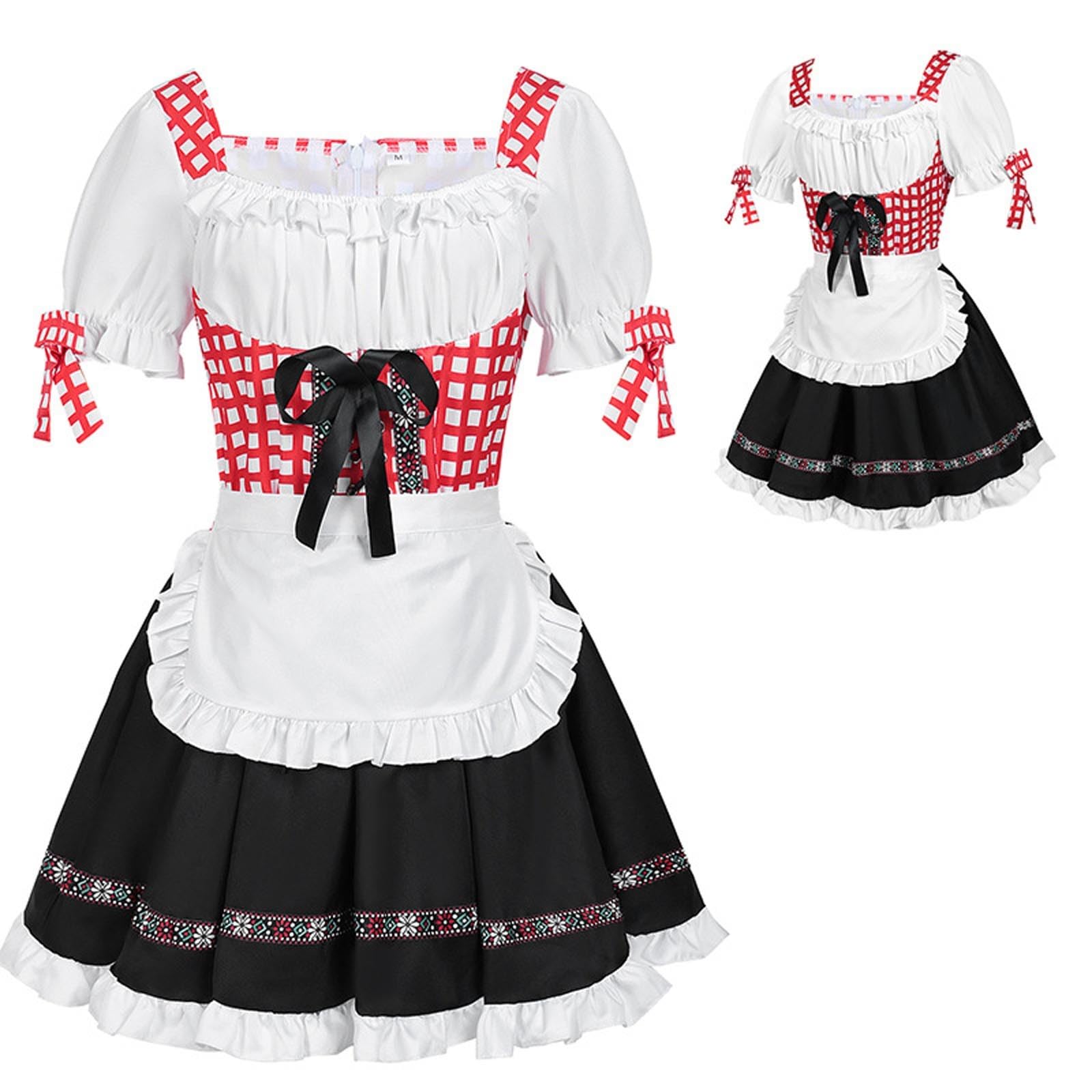 Generisch Dirndl Damen Dirndelkleider Trachtenmode Trachtenrock Kleid Für Oktoberfest, Oktoberfest Dirndl Damen Trachtenkleid Elegantes Cosplay Kostüm Mittelalterliches Festkleid Tradition