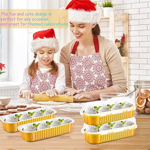 Miniatura 2 de JOYKLE Mini moldes para tartas con tapas, mini moldes para hornear, tazas largas de papel de aluminio, paquete de 50 mini moldes para pan con tapas,