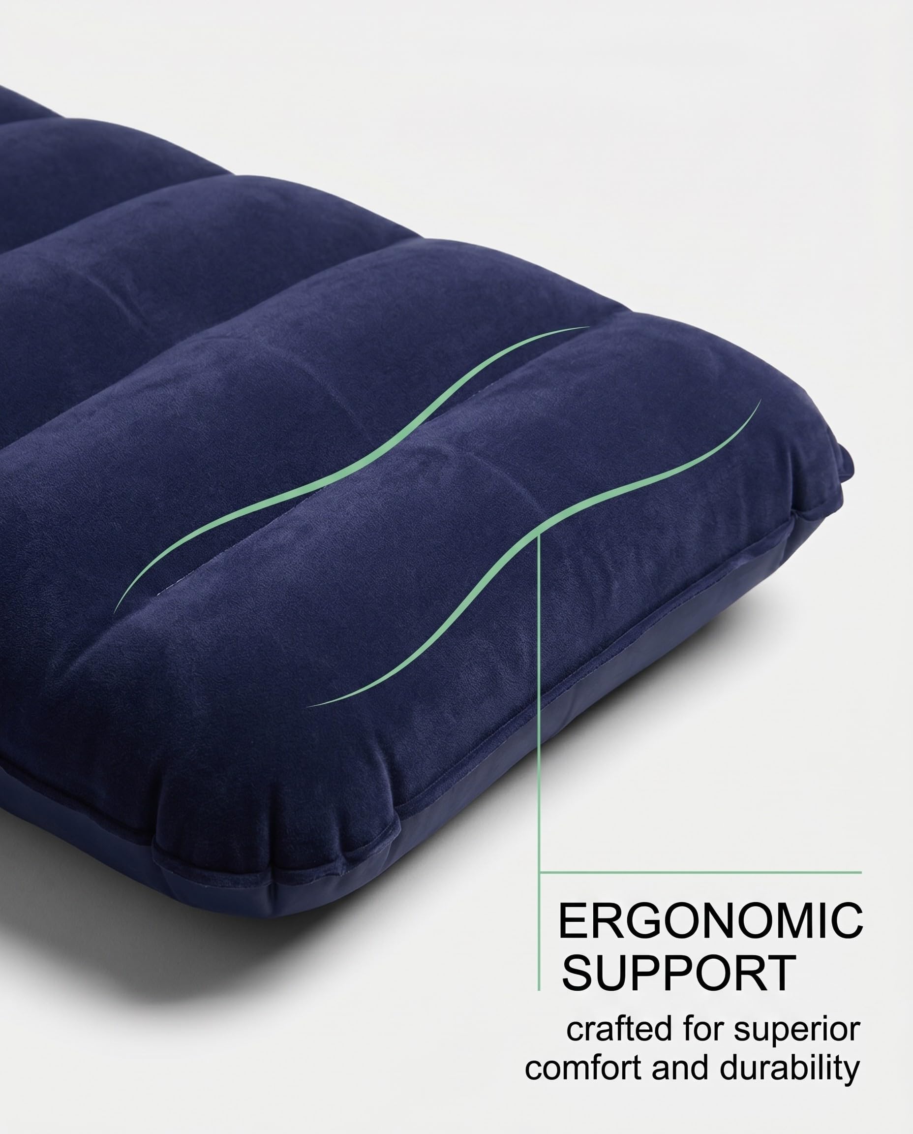 2 Almohadas Hinchables, Almohada Camping Ergonómica para Viajes, Outdoor y Playa