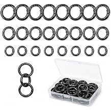24 PCS Trigger Spring O Rings, Round Carabiner Clips, Metal Keying | Black Metal O Rings in Three Sizes, Spring Snap Closure, Ideal for Keychains, Bags, Handbags, Purses and DIY Crafts