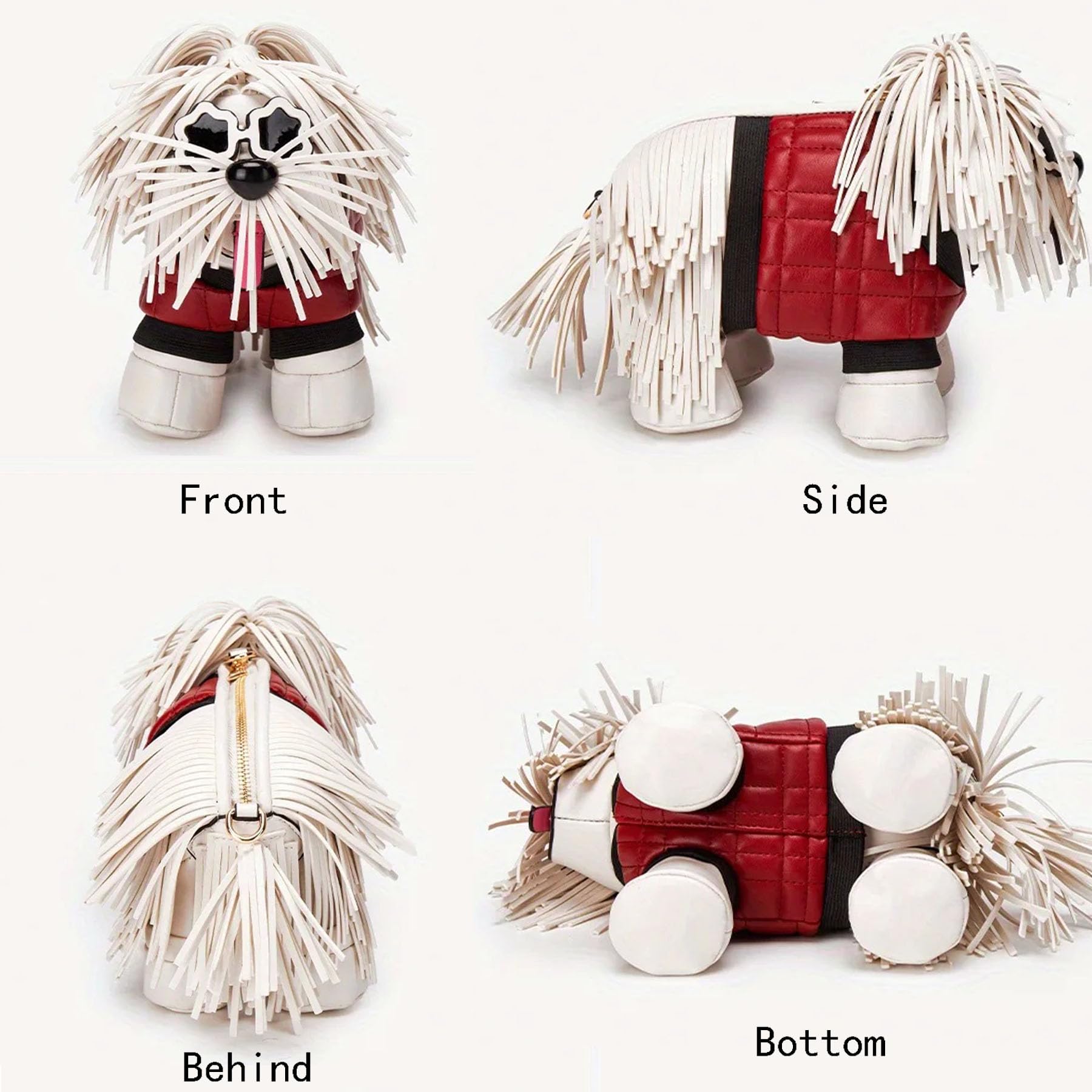 Damen-Handtasche in Hundeform, Umhängetasche, Schultertasche, Cartoon-Neuheit, einzigartiges PU-Leder, luxuriöser Abend-Quasten-Stil Y2KPurse