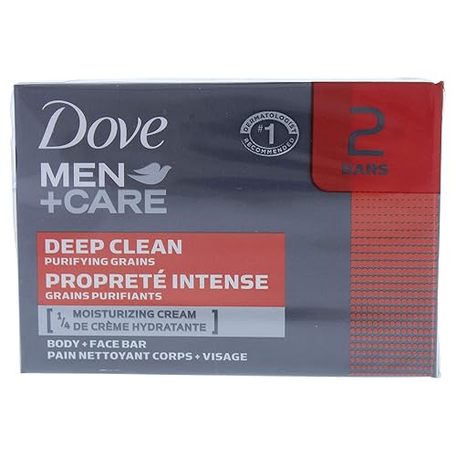 Barra de limpieza profunda para cuerpo y cara de Dove para hombres, jabón de 2 x 4 onzas
