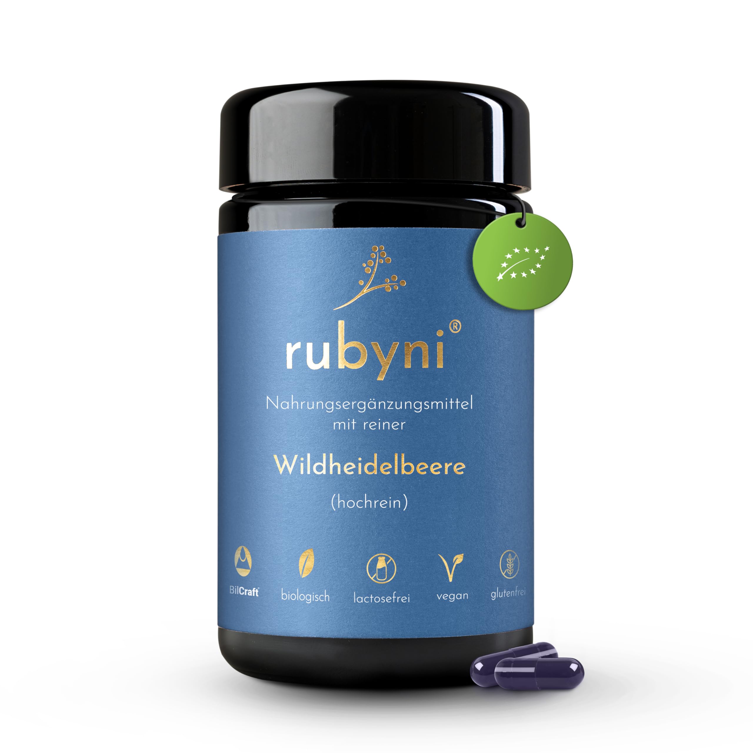 Wildheidelbeere - 90 Kapseln - 100% reiner Heidelbeeren Extrakt | Bio & Vegan - 820mg Wildheidelbeerextrakt pro Tagesdosis - Mit Polyphenolen & Anthocyanen - Hochkonzentriert - 100% BilCraft