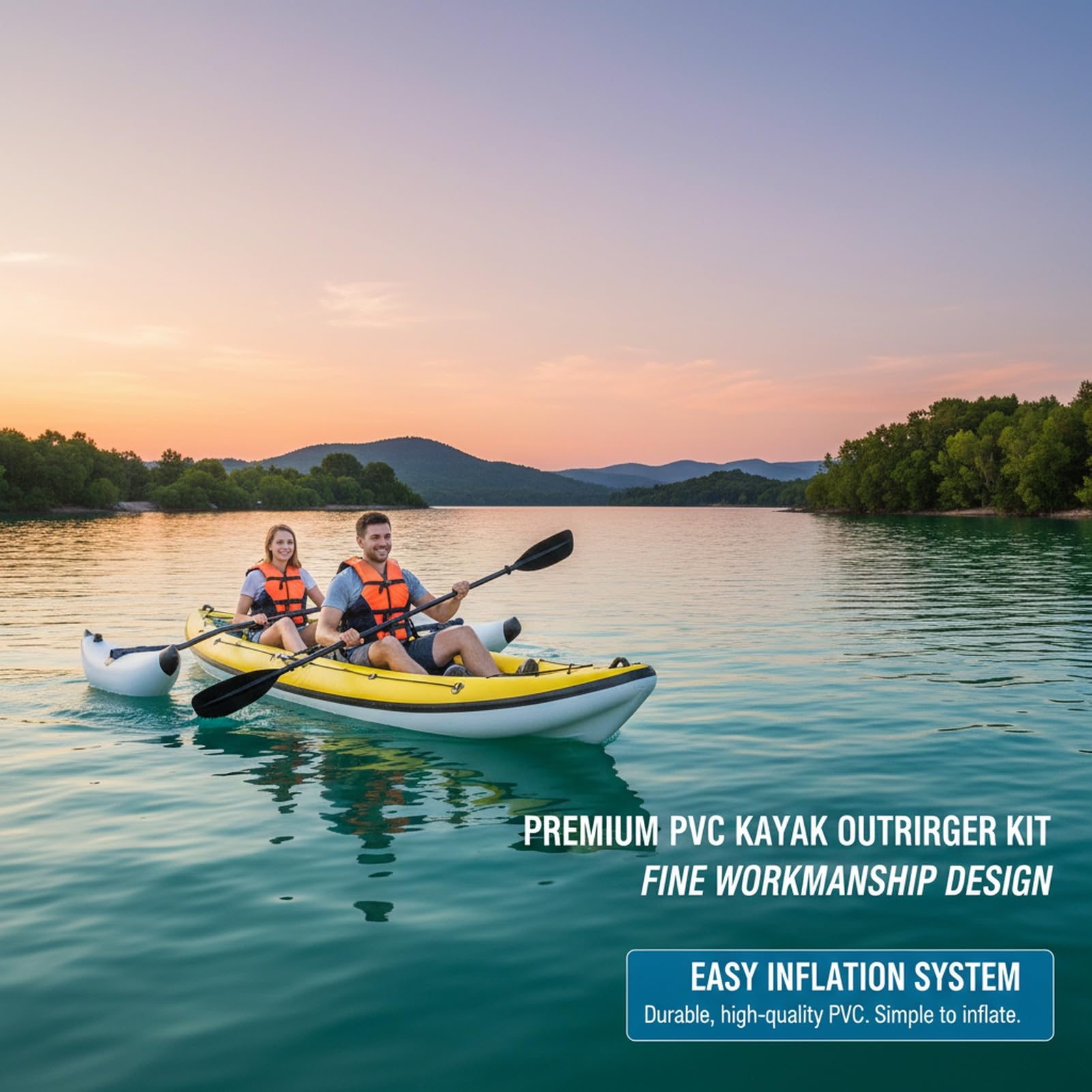 Accessoires de canoë en PVC - Kit stabilisateur gonflable pour kayak et rameur - Pour une utilisation facile