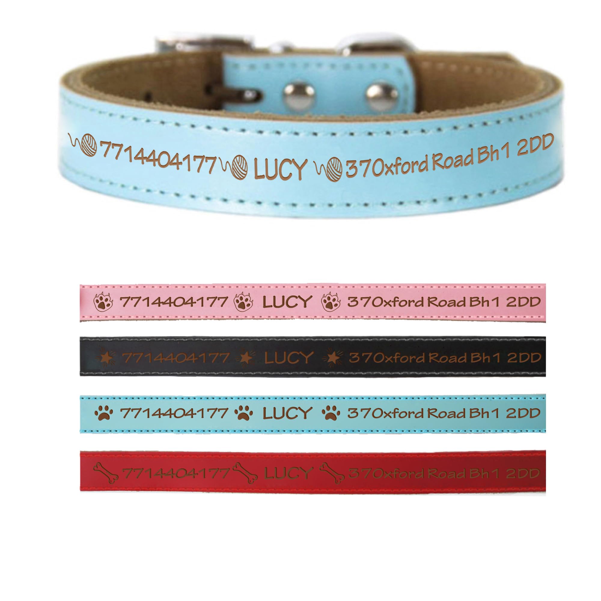 Personalised Dog Collar Small Medium Large Leather Dog Collar Custom Dog Collars Small Dog with Name & Phone Number Engraved Pet ID Tag for Dogs Pet Puppy Furry Friend 4 Colors & 4 Sizes(Blue L)