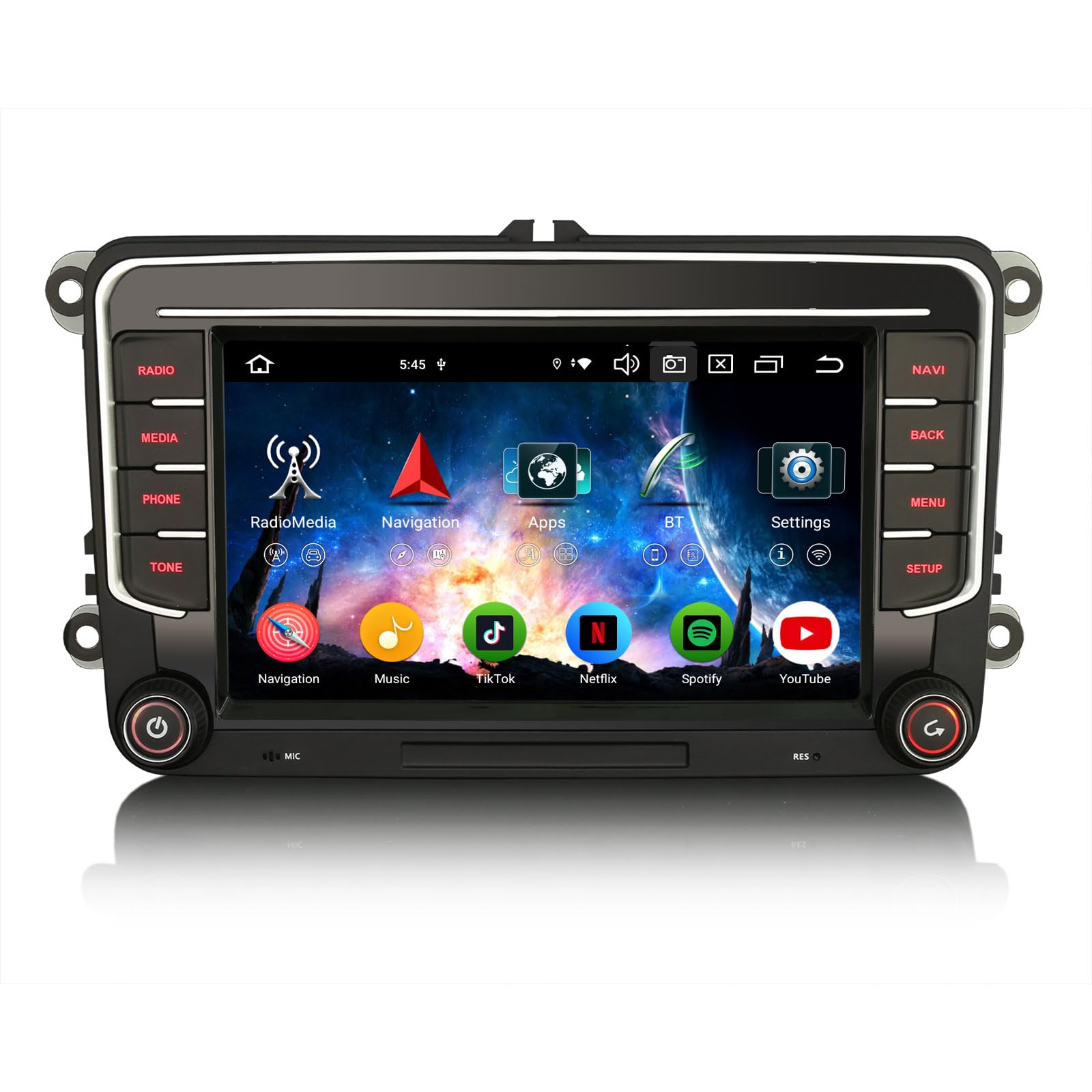 Erisin 8-Core 4GB+64GB 7 pollici Android 14 Autoradio Bluetooth GPS Navigatore per VW Polo 6R Crafter Amarok Caddy Transporter T6 Skoda Yeti CarPlay Android Auto WiFi 4G DSP DAB+ RDS OBD2 Canbus OPS