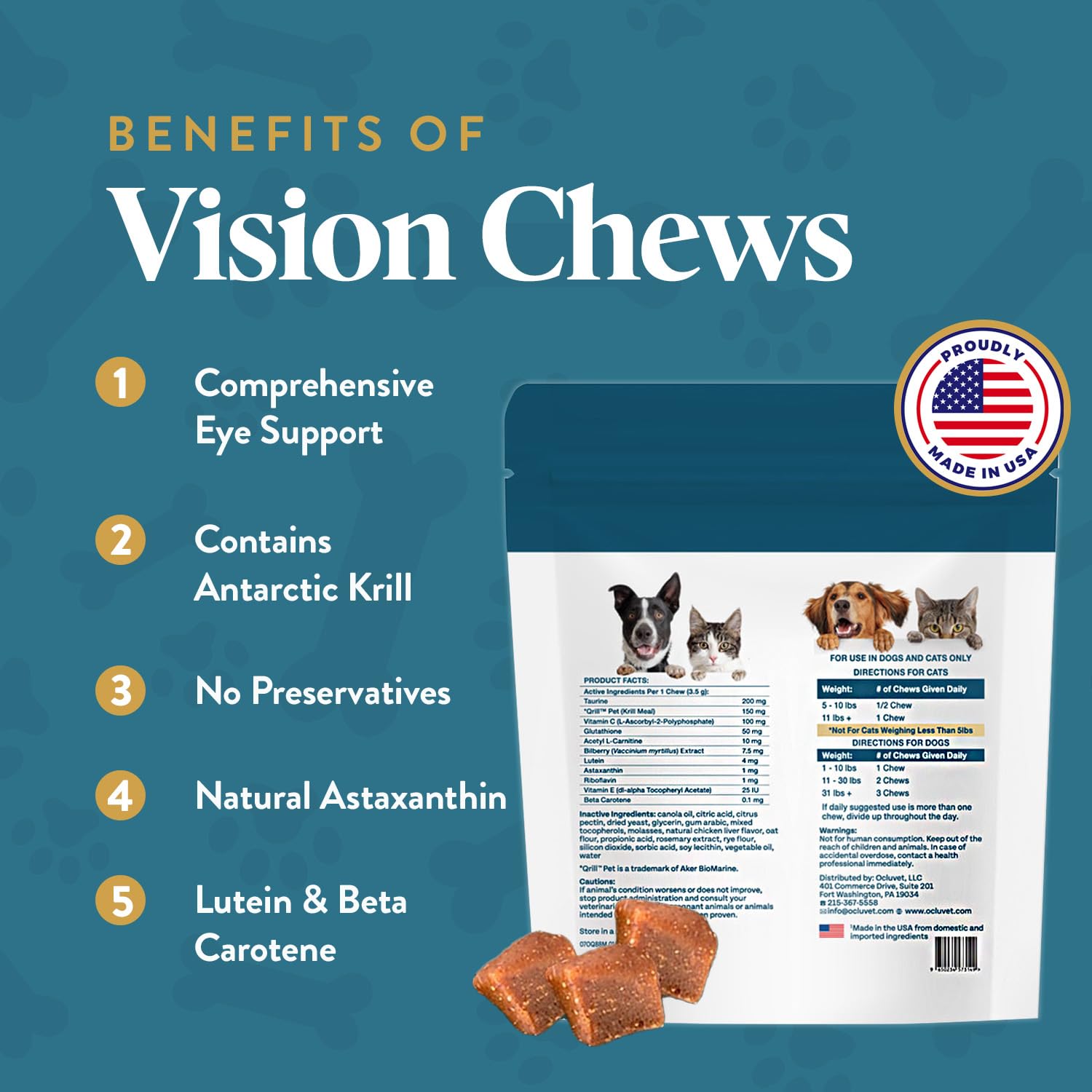 OcluVet Eye Supplement Bundle for Dogs & Cats, 15 Chews & 16 mL Drops — Amazon image 3