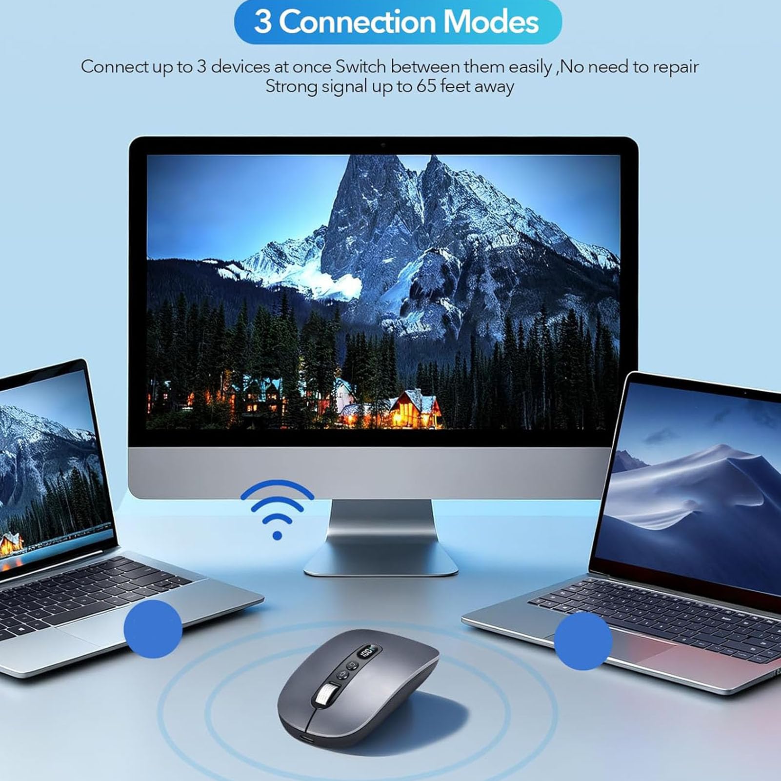 Sxhlseller AI Voice Mouse, 120 Sprachen Echtzeitübersetzer mit Spracheingabe 400 Wörter Pro Minute für Laptop Desktop Tablet, Kabelgebundenes Bluetooth 2,4 G (Black)