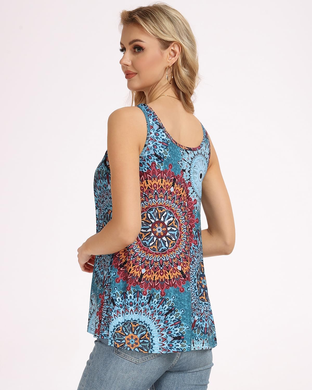 Accbiety Tank Top for Women with Built Bra Flowy Loose Fit Tanks Pleated Cami - Image 3