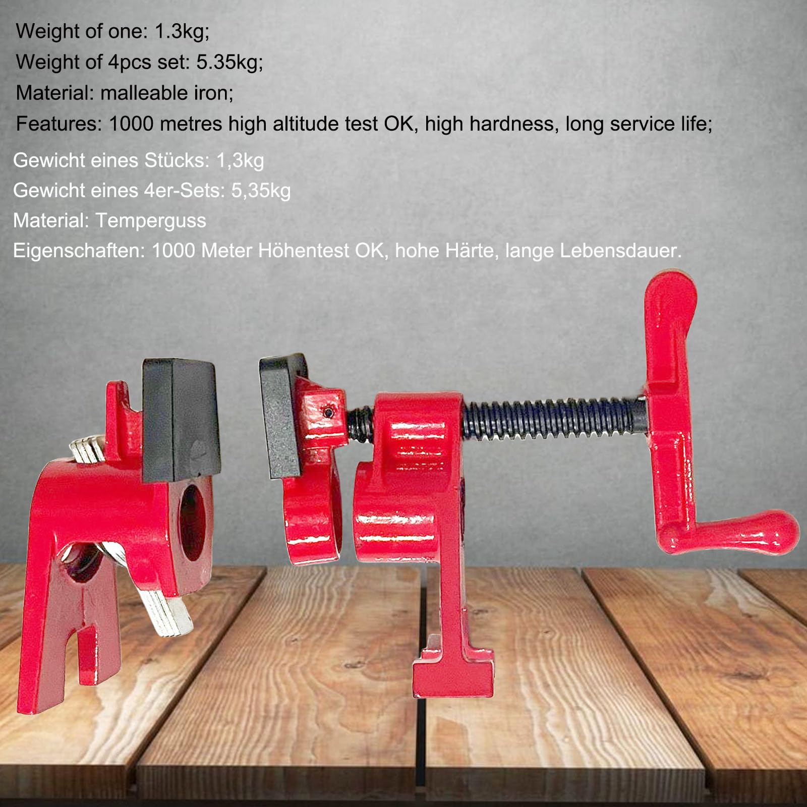 DURDUR 4 Pièces Colliers de Serrage à Vis pour Tuyaux 3/4", Jeu de Colliers de Serrage à Vis en Fonte Malléable pour Ensemble de Montage de Cadre de Porte, Pince à Dégagement Rapide, Etau, Pince à Co