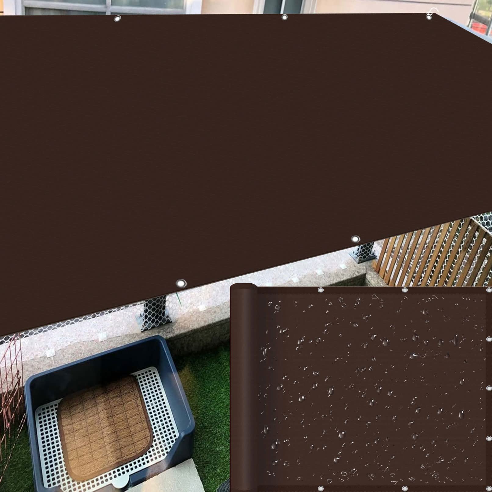 Brise vue pour balcon et toile d'ombrage marron 2.5 x 5.5 m pour jardin