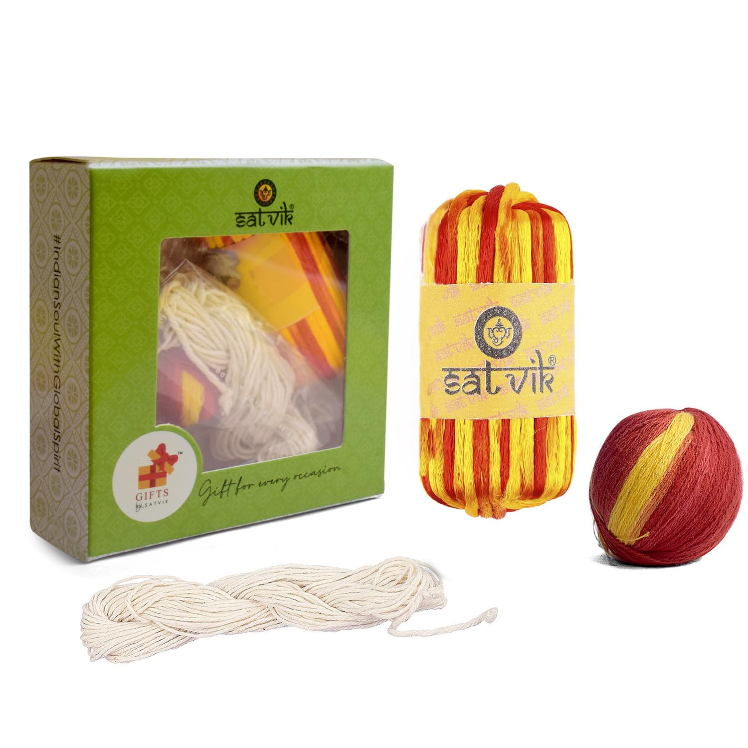 SATVIK Combo of Pooja Kalawa Set - 100% Pure Multicolor Silk Moli & Cotton Jaenu, 2 Pcs Assorted Sacred Threads for Hindu Puja Rituals