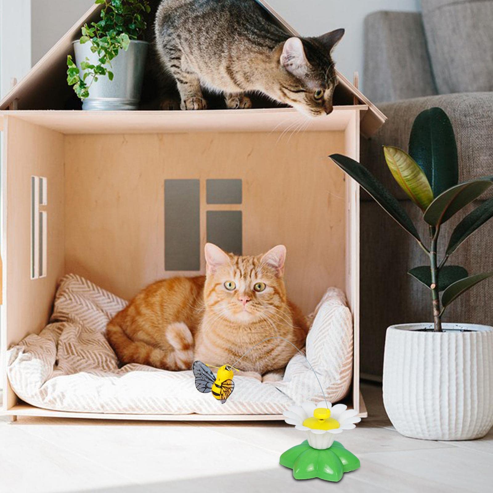4X Giocattoli Interattivi per Gatti, Accessori Rotanti Acchiappa Teaser per Divertirsi con Il Cane da Gioco