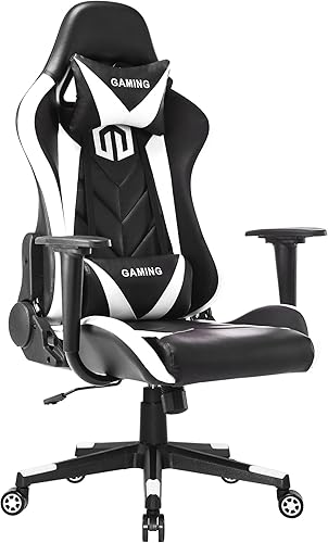 GOTMINSI Silla de juegos de carreras, silla de oficina para computadora, silla giratoria reclinable ejecutiva y ergonómica con reposacabezas y cojín
