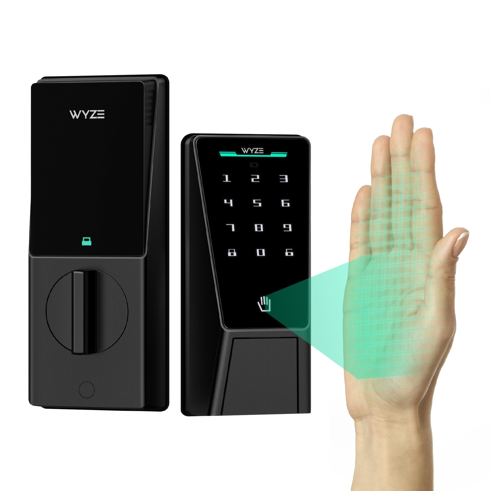 Wyze Palm Lock, Smart Door Lock with Palm Vein Recognition, Keyless Entry Smart Locks for Front Door, Keypad, Auto Lock, Dual Battery, Wi-Fi, Works