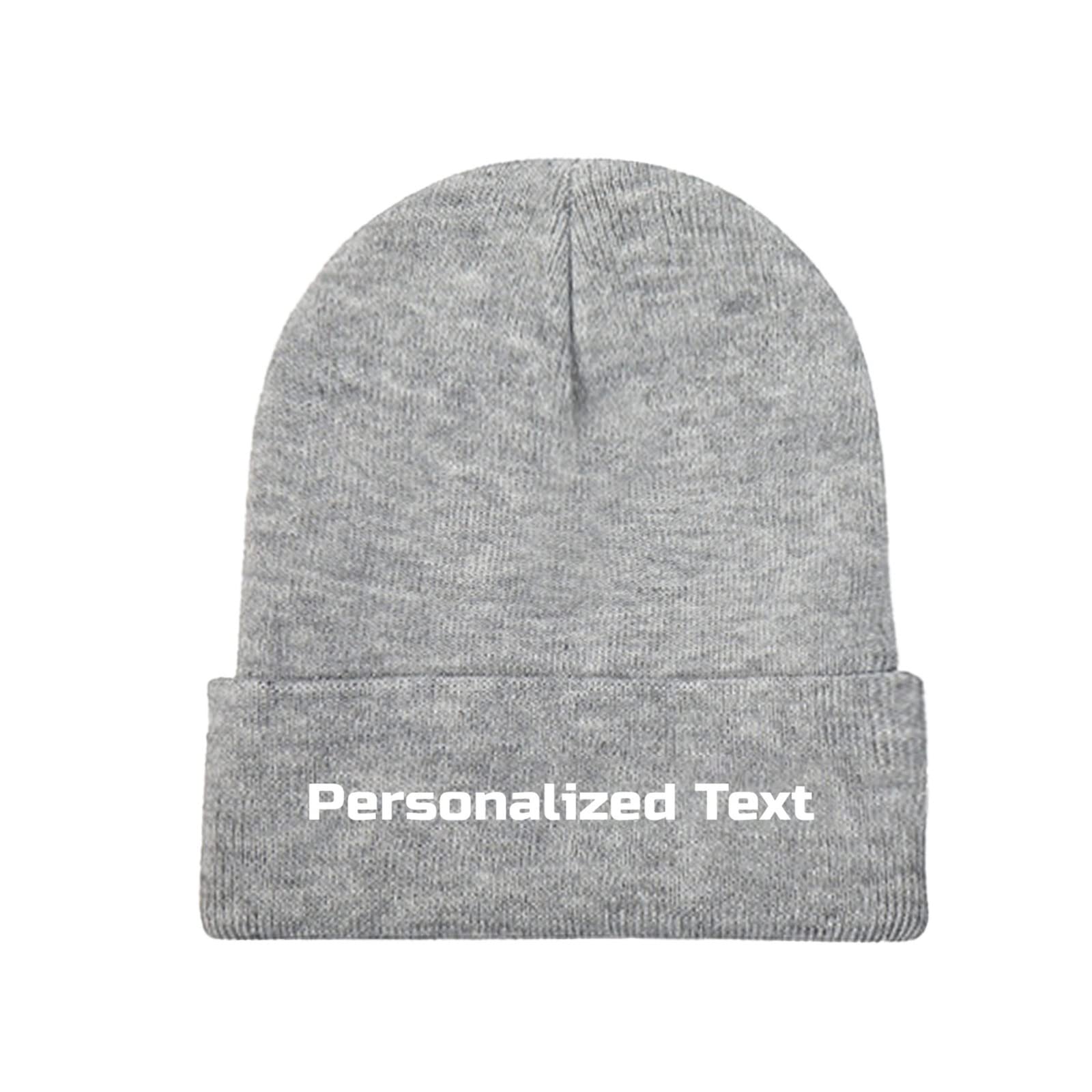 Miujonvy Customized Hat Slouch Gray Beanie Personalized Text Unisex Skull Cap
