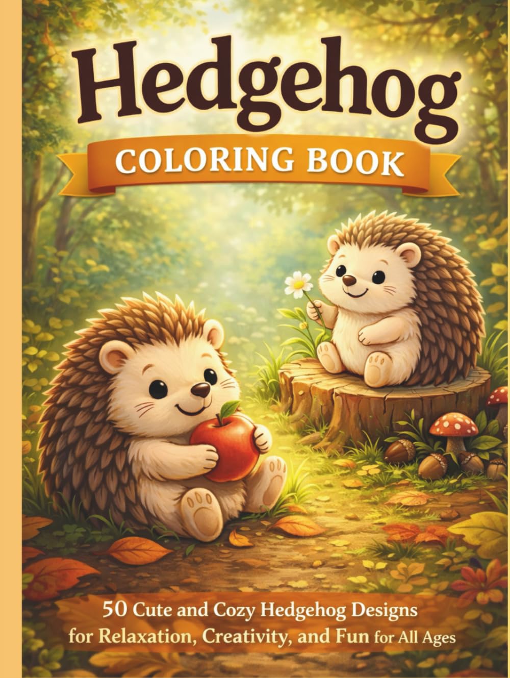 Hedgehog Coloring Book: 50 Cute and Cozy Hedgehog Designs for Relaxation, Creativity, and Fun for All Ages