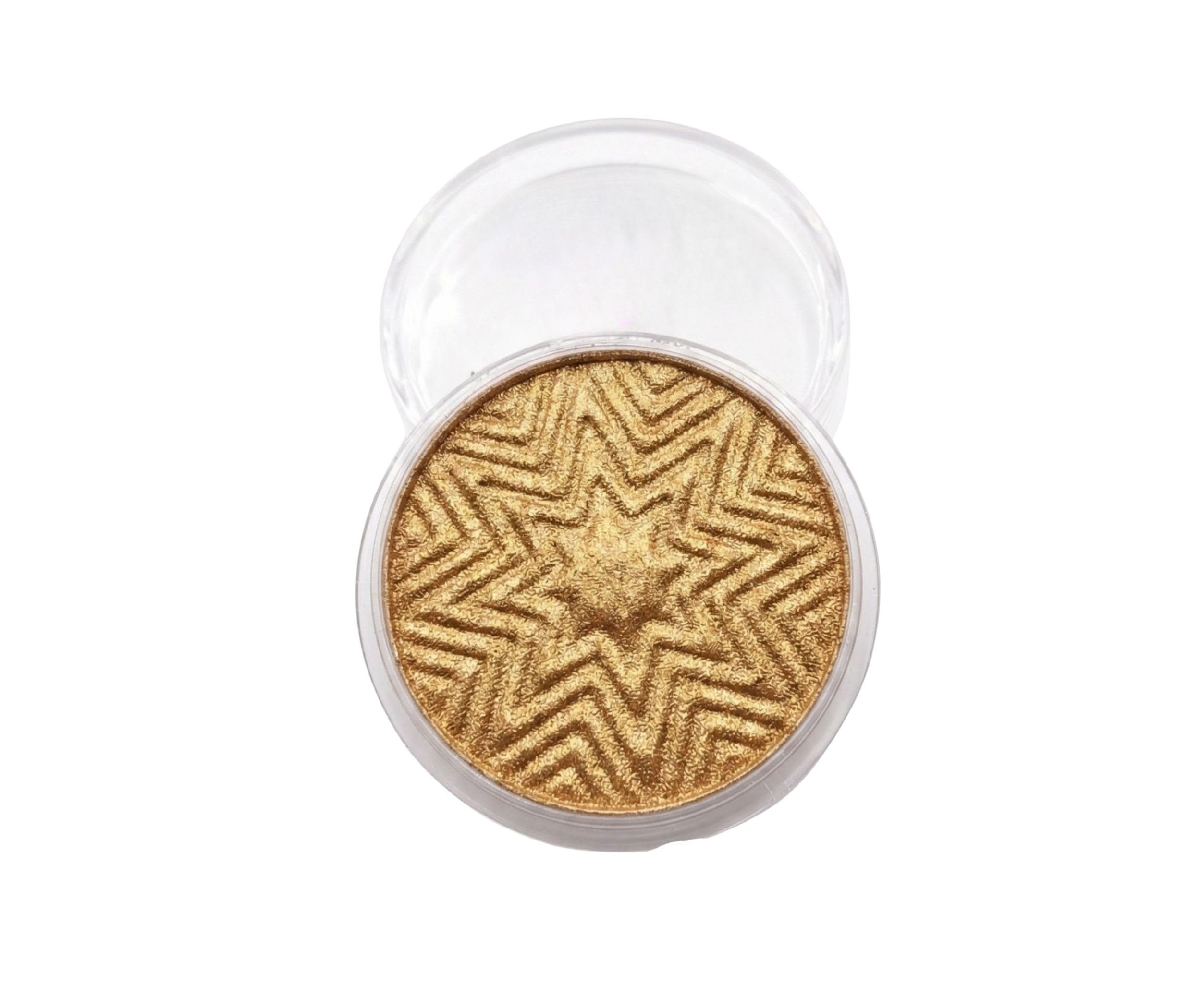 3D Radiant Sunburst Metallic Golden Face Highlighter Powder – Intense Shimmer Pressed Illuminator Compact | Long-Lasting Glow Powder for Cheekbones, Eyes & Body in Star-Embossed Clear Pot-picture-14