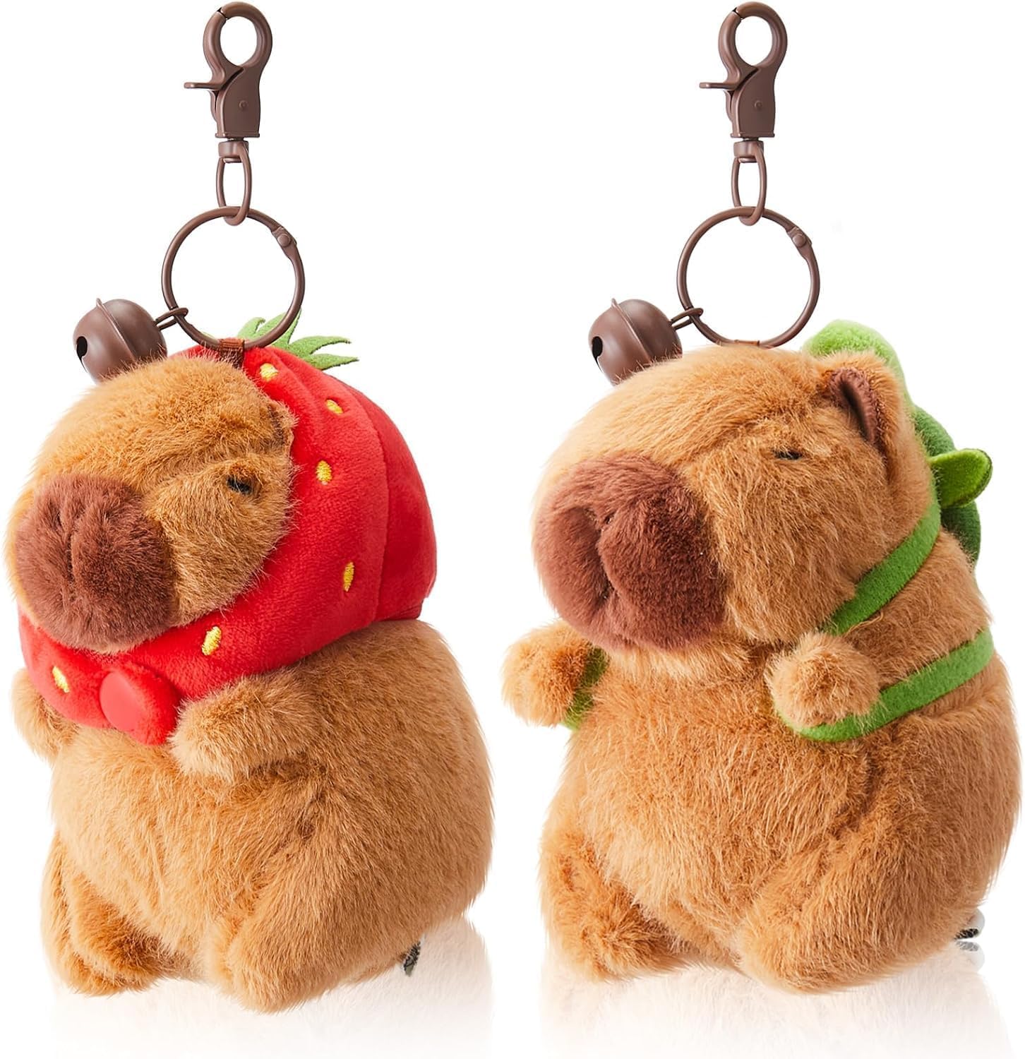 JAONLD Capybara Keychain 2 Pcs Capybara Plush Keyring Set 4.3 inch Capybaras Plush Toy,Soft Plush Capybaras Toy Keychain for Bags,Keys and Accessories