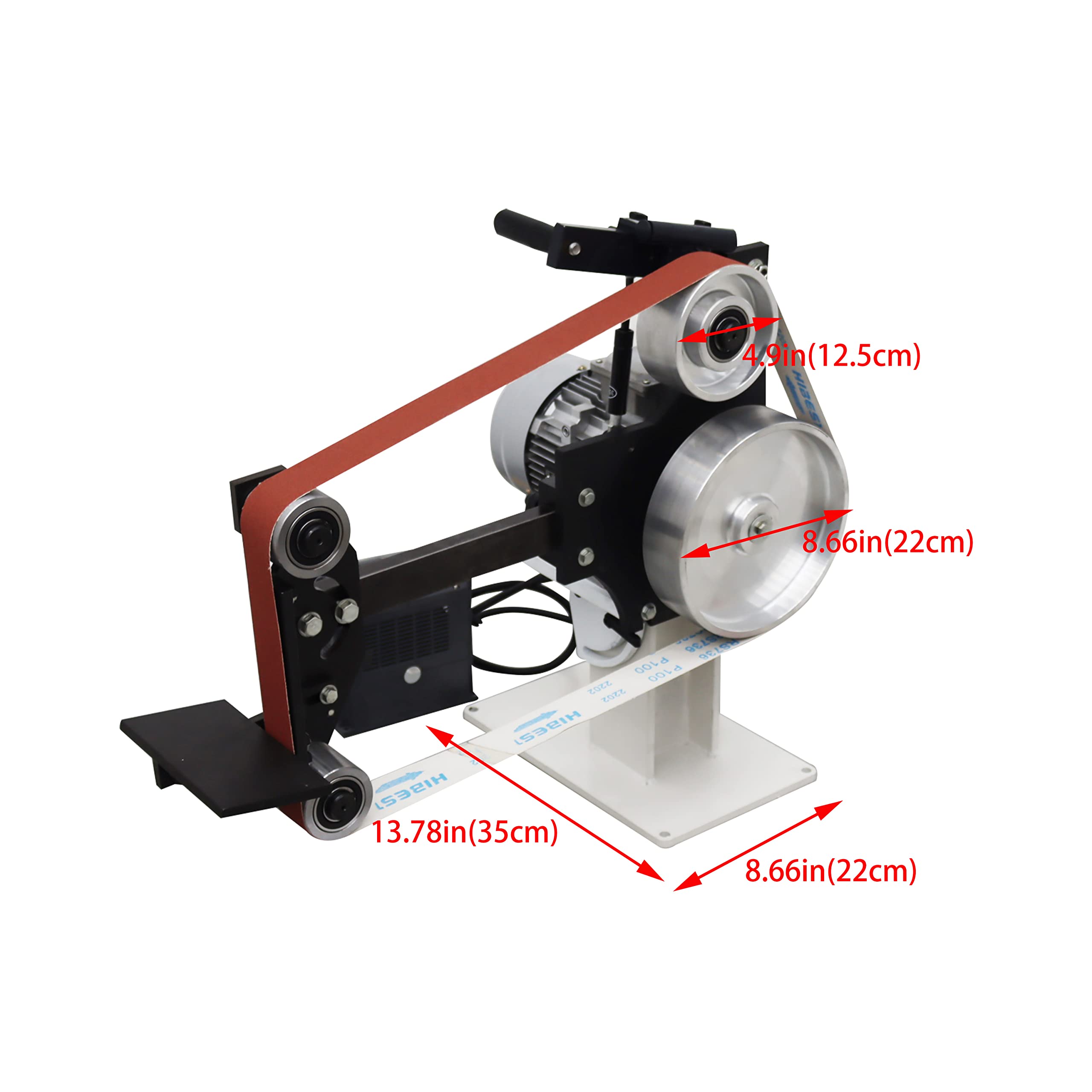 INTSUPERMAI 110V Variable Speed 2X71 inch Vertical and Horizontal Frequency Conversion Industrial Grade Belt Grinder Belt Sander Knife Grinder Equipped with Three Sets of Grinding Wheels and Base