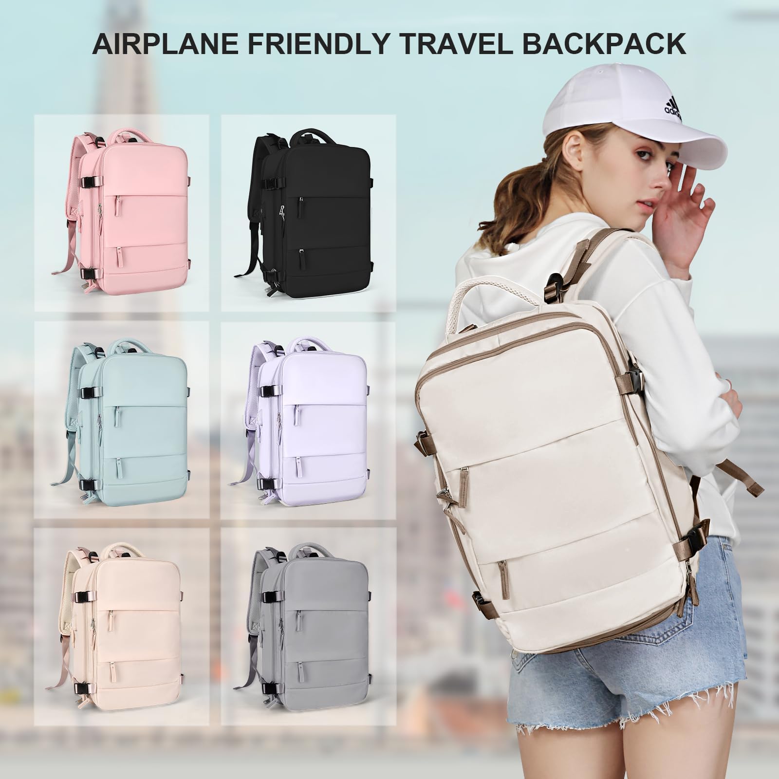 SZLX Zaino da viaggio grande da donna da escursionismo sportivo da esterno impermeabile da scuola casual laptop da 14 pollici con porta di ricarica USB scomparto per scarpe