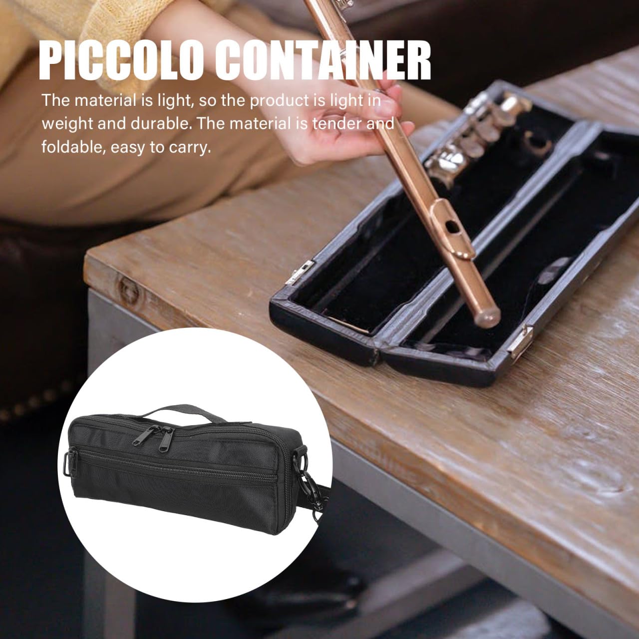 Milisten Piccolo-Aufbewahrungstasche Tragbare Piccolo-Tragetasche Für Piccoloflöte Leichtes Etui Für Holzblasinstrumente 26.00 X 10.00 X 6.00 Cm Für Unterwegs Und Sichere Aufbewahrung
