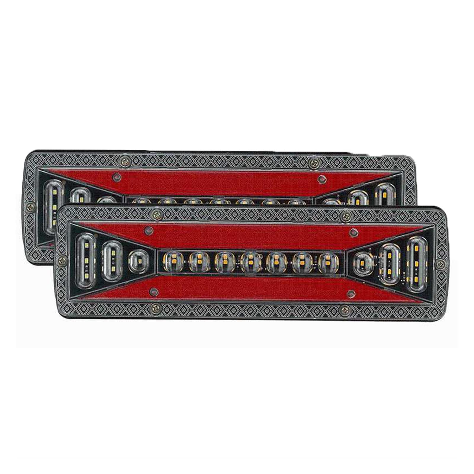 Luces Giro Indicadoras 12V 42LED Que Fluye Luz Trasera Trasera Señal De Giro Lámpara De Marcha Atrás para Remolque Camión Luz De Freno Trasero Luz Intermitente Lateral Dinámica Led