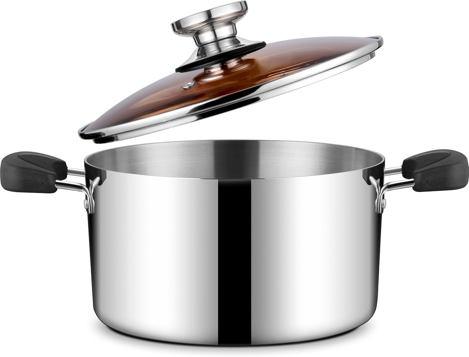 8 Quart Stock Soup Pot with Lid 18/10 Stainless Steel Stockpot Tri-Ply Cooking Induction Pot with Stay-Cool Handles (8 Quarts) Thumbnail