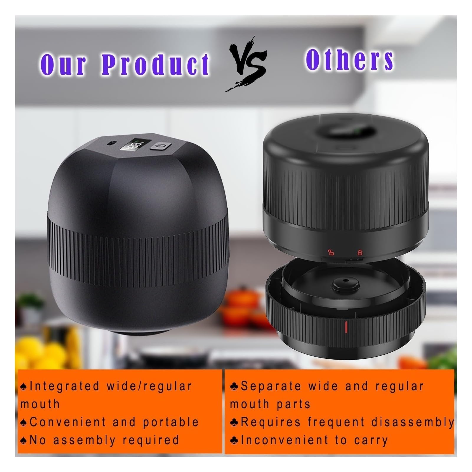 Kit De 2 Selladores Al Vacío Eléctricos Automáticos For Tarros Cocina (máquina Bombeo Con Tapas) For Conservación Alimentos Buen Efecto De Sellado(Khaki)