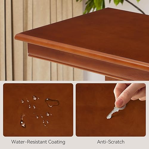 Miniatura 8 de LITTLE TREE Mesa de bar con altura de barra, mesa de pub pequeña con base de madera maciza, diseño medieval retro, barra de cóctel interior para