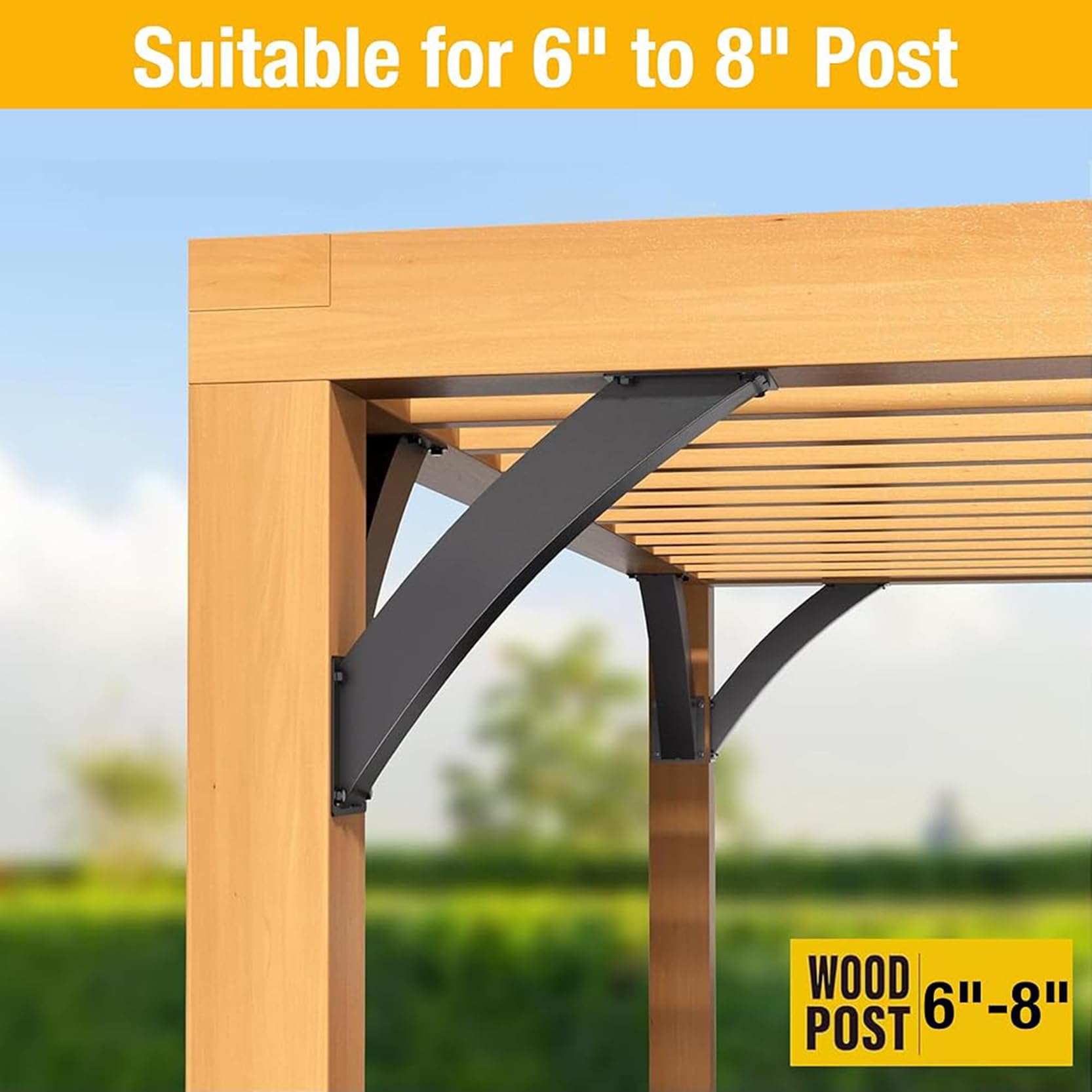 Soporte en Ángulo de 45 Grados de Alta Resistencia Herraje de Soporte para Vigas de Madera y Postes Soportes Reforzados para Cenadores Porches,Paquete de 2