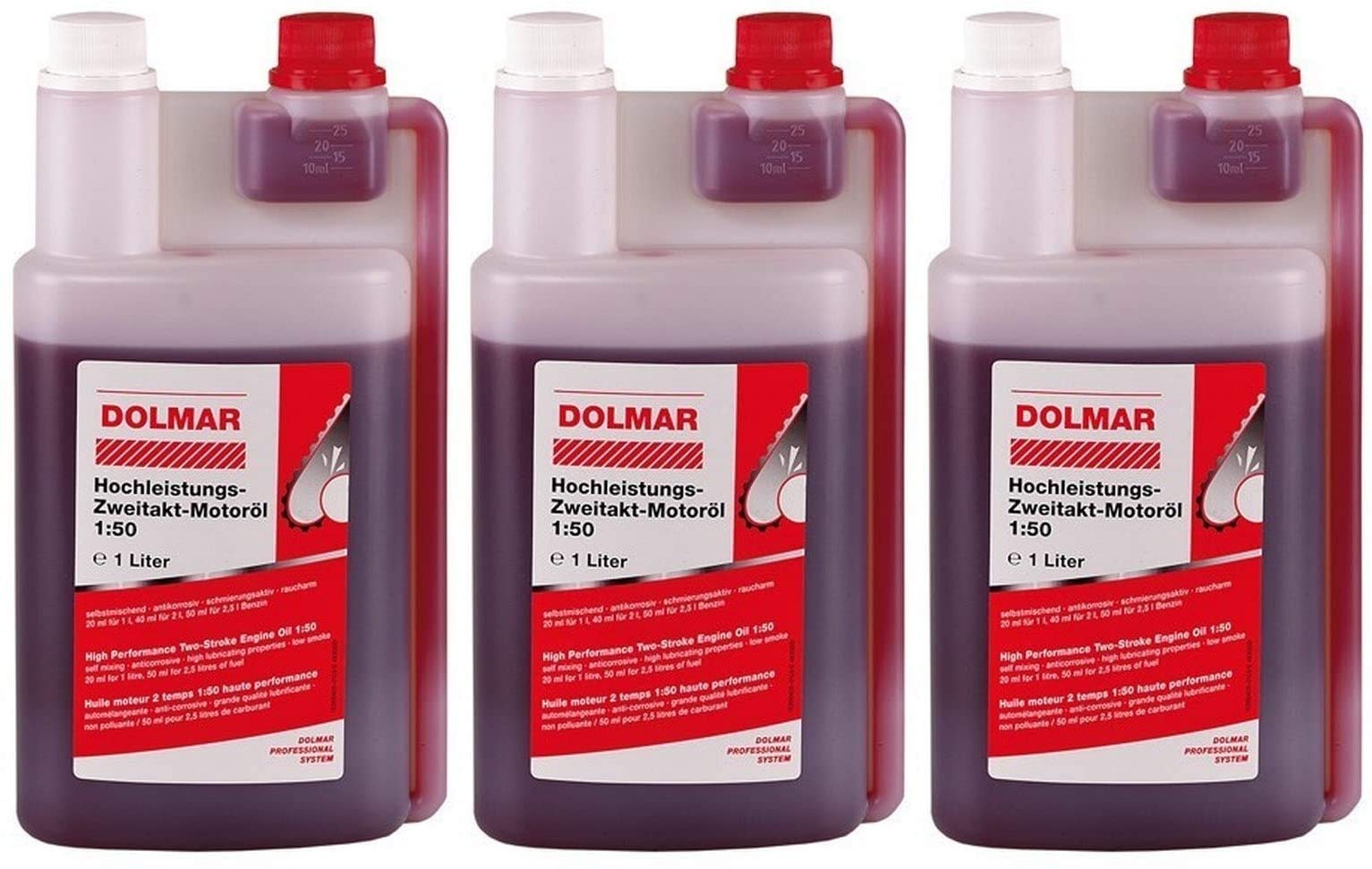 3 X Dolmar 980008112 2-Takt-Motoröl 1:50 1 Liter Dosierflasche
