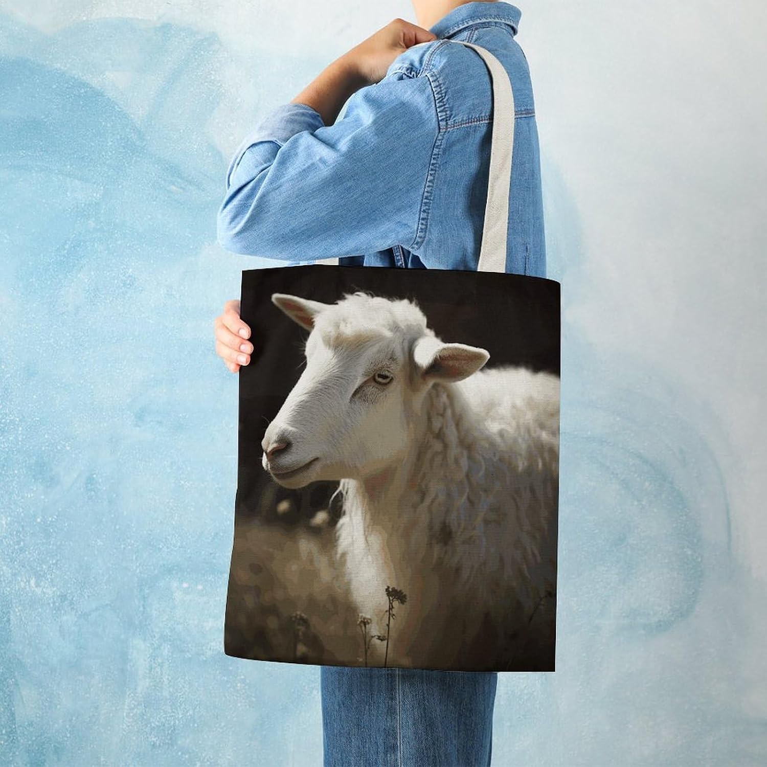 Sheep Canvas Tote Bag Reusable Grocery Bag image 2