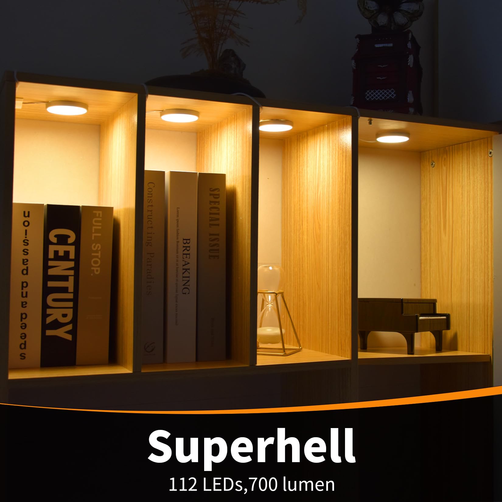 WOBANE LED Schrankbeleuchtung Dimmbar,4er Warmweiß Vitrinenbeleuchtung,Helle Unterbauleuchte für Küche,Schrank,Regale,Kleiderschrank,2700K,112 LEDs,24V