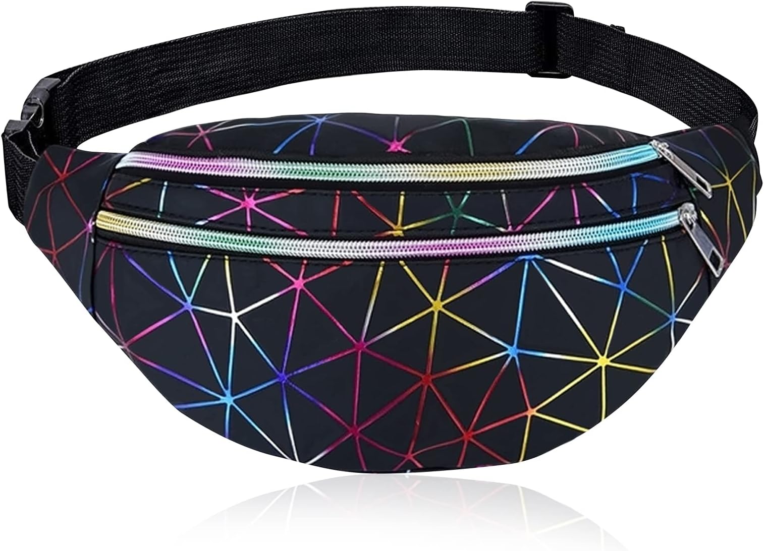 AYNKH Waist Bag Holographic Fanny Pack, Geometric Laser Waterproof Chest Pack Colorful Shiny Belt Bag for Travel Party Sports Running Hiking Daily Use