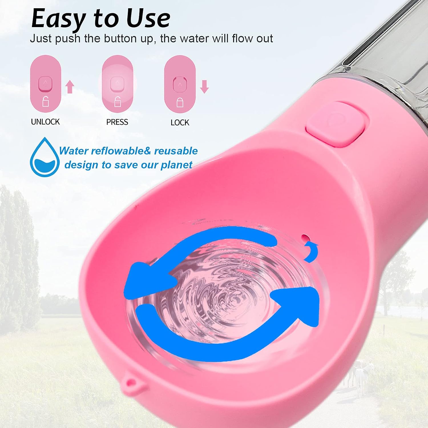 Dog Water Bottle All in 1 Universal Pet Water Dispenser Portable Dog Travel Water Dispenser with Drinking/Food Bowl and Potty Waste Bag,…