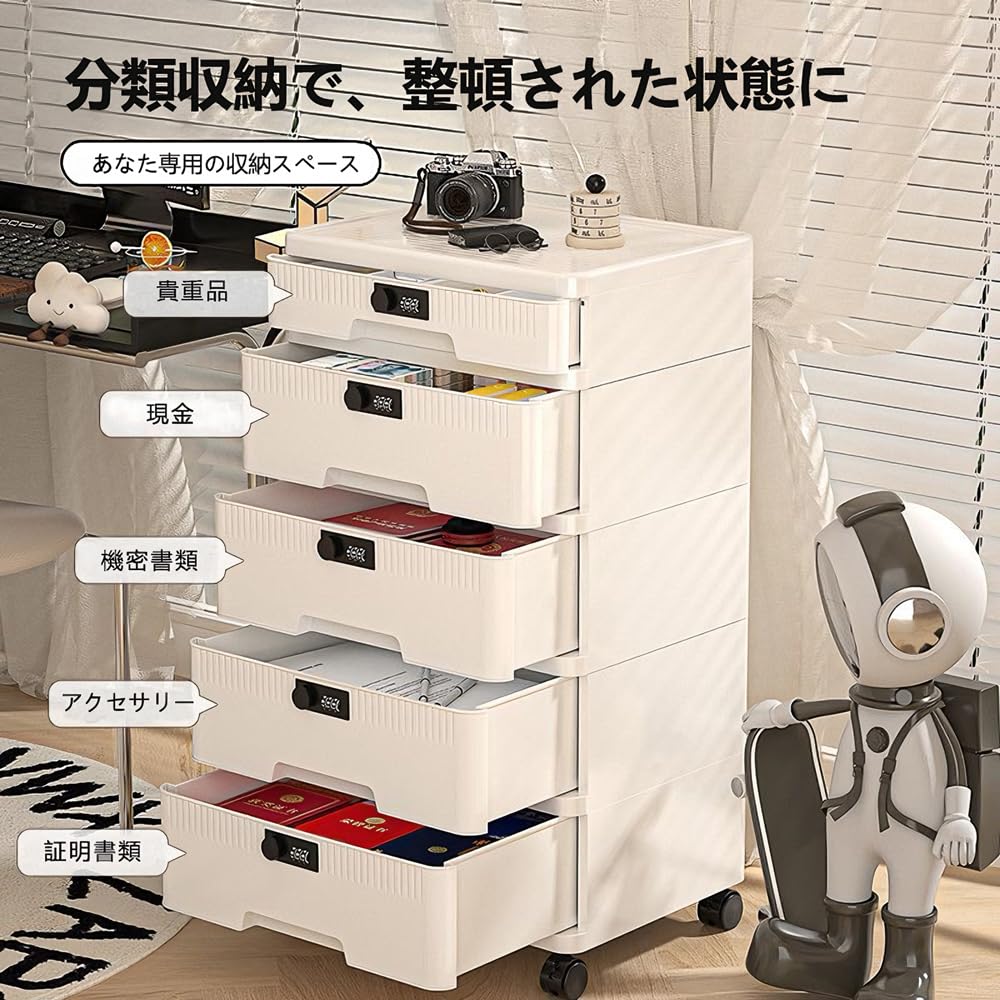 【長さん専用】ホワイトキャビネット 5段 ダイヤルロック付き Amazon.co.jp: ダイヤルロック式 鍵付き収納ボックス デスク上置棚 1段