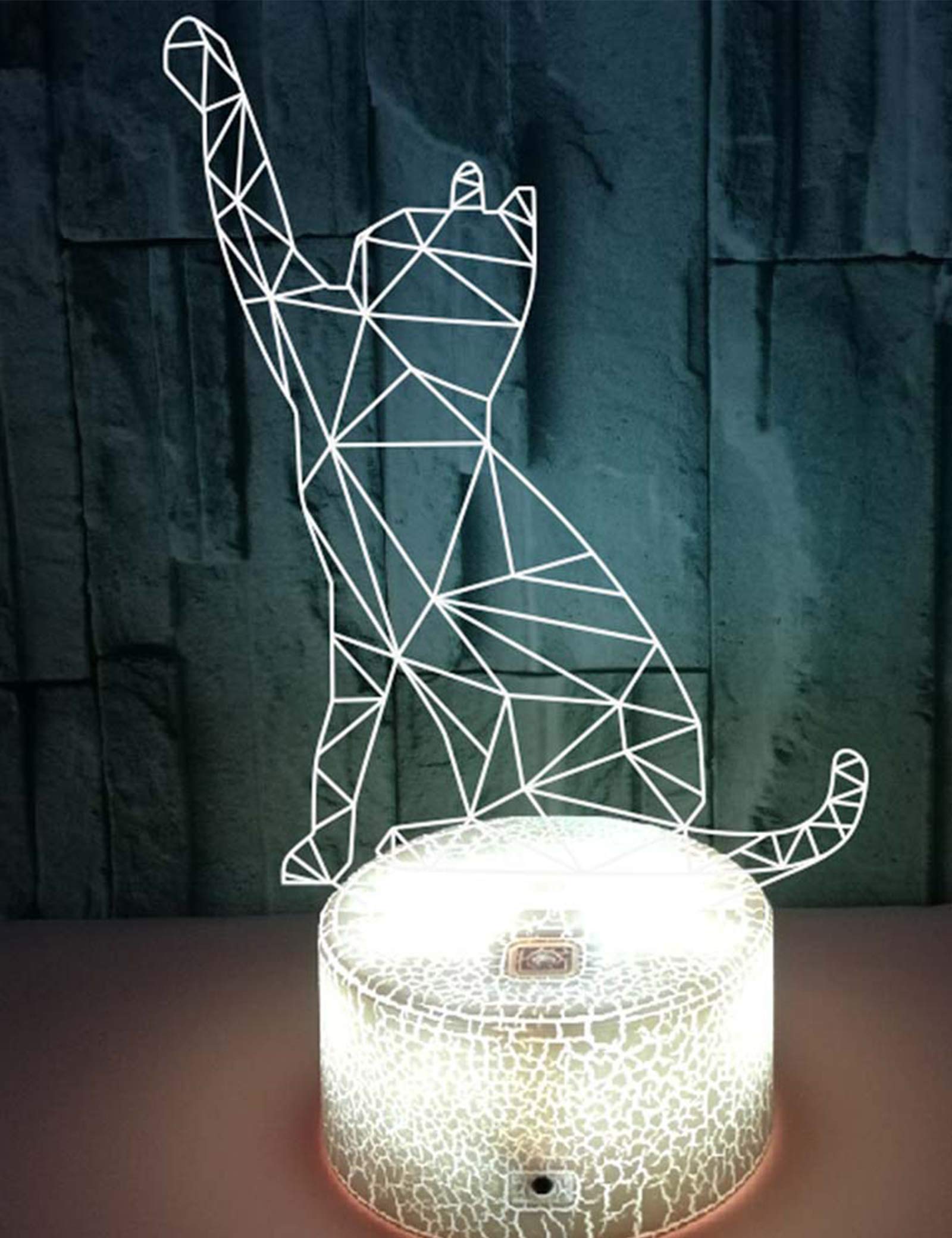 SHDBHDHarajuku Style Night Light 16 Colors Changing Magical 3D Visual Lamp, Art Sculpture Lights Room Home Decoration(Cat)