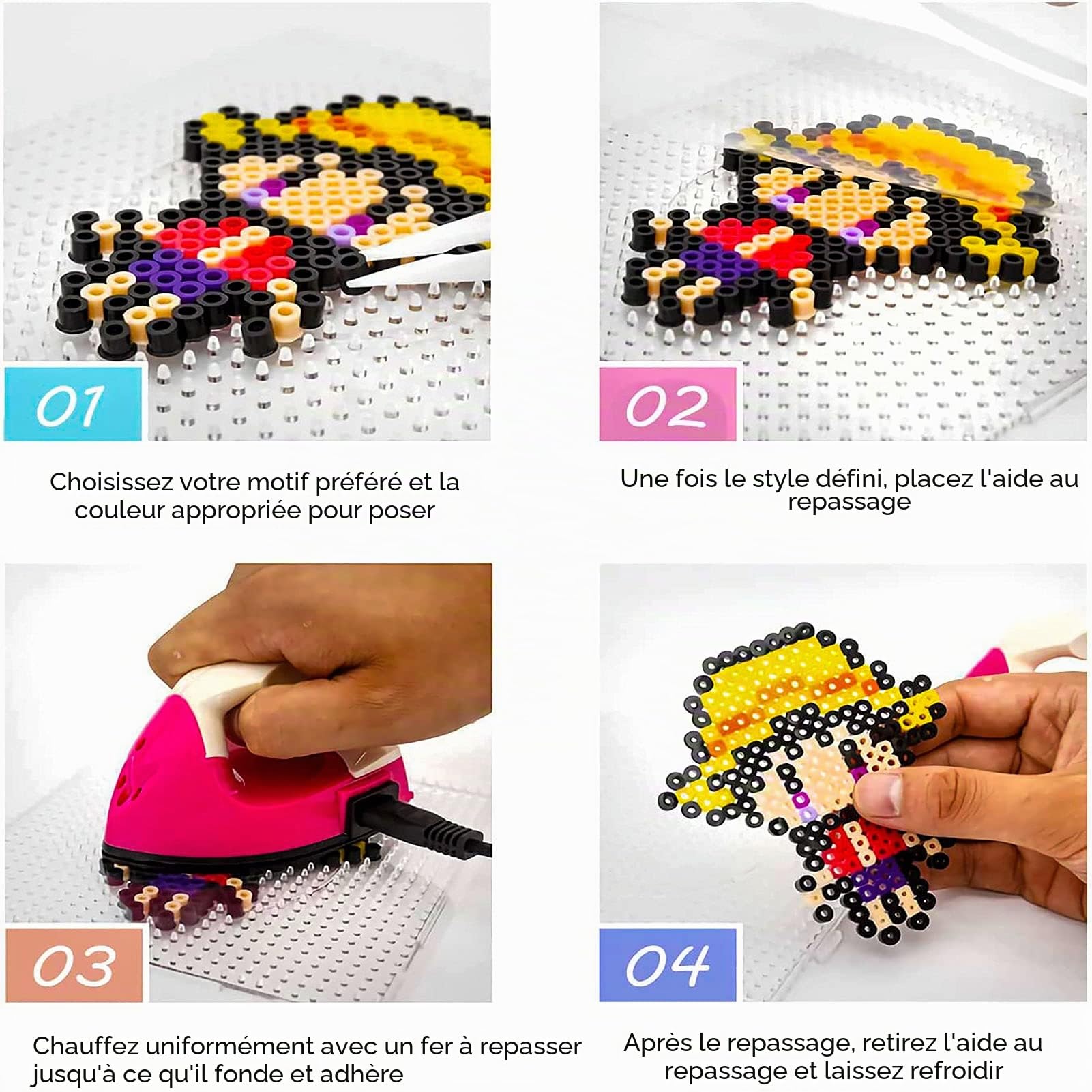 Kit 8 Plaques De Perles à Repasser LETTERASHQP – Supports Transparents Multiformes, éducatif, Pour Enfants Créatifs Dès 4 Ans