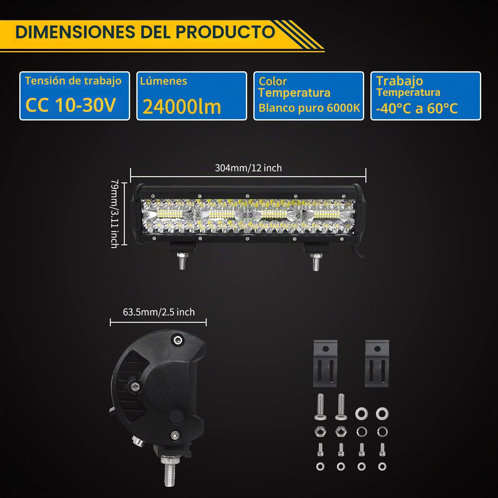 RIGIDON 12 pulgadas 240W Barra luminosas led, largo alcance barras de luz luces de trabajo, 12V 24V Lámparas de inundación luces conducción para off road camión coches atv utv suv 4x4