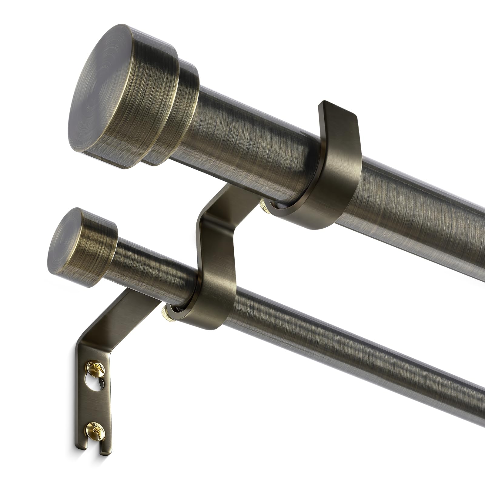 Wolistsa 36-184 Inch Double Curtain Rod, Antique Bronze Heavy Duty Dual Rod