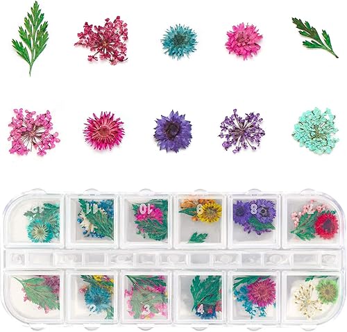 Miniatura 3 de Gartful 4 cajas de flores secas para resina, 48 estilos de flores naturales 3D apliques suministros de manualidades, rellenos de resina epoxi para