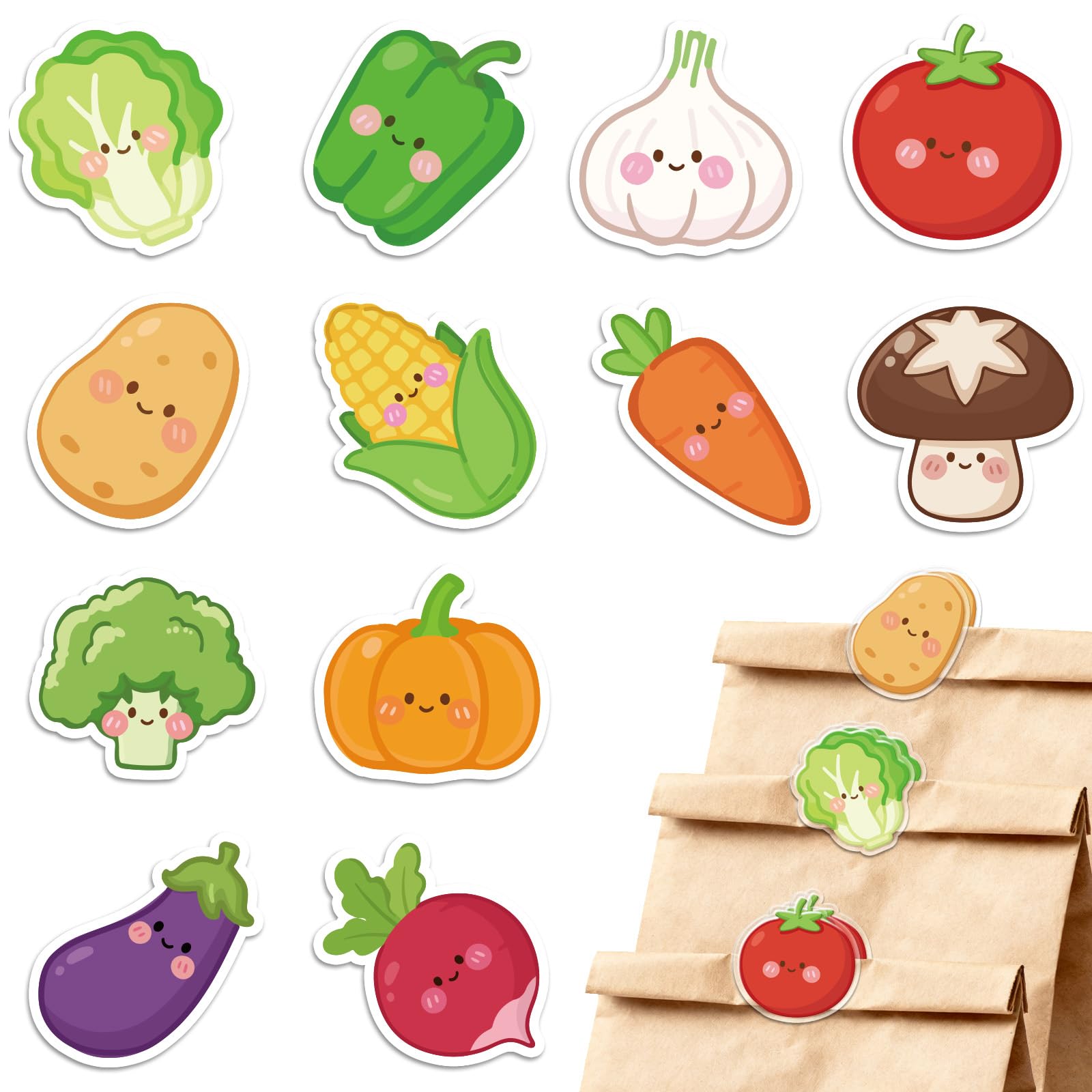 MAYJOYDIY 24Pcs 12 Styles Cute Acrylic Chip Clips Vegetable Shaped Bag Clips Mushroom Tomato Potato Cabbage Bag Sealer Sealing Closures Funny Home Office Holders for Food Storage Airtight Seal Grip — image 1